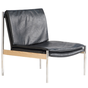 United Stranger - Lincoln Occasional Chair(Leather: Midnight black,Metal : polished stainless)