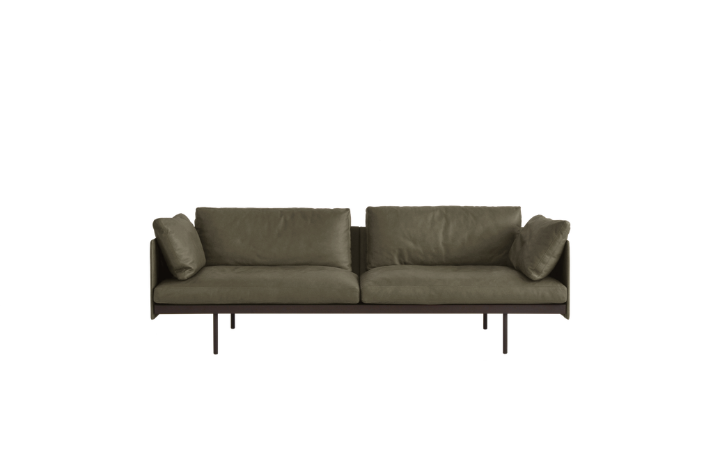 Natadora - Sofa - Bureau 220 3 Seater (Leather1: Alabama 004 Kale, legs : Black Metal,)