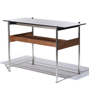 [SD-US-DSK-NEU-001] United Stranger - Neutra Desk(Top Table : Black Glass, Smoky Brown, Leg : Polished stainless,black glass) 150cm x 75cm x 76cm