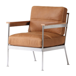 [SD-US-LC-CROSS-001] United Strange - Cross Over Occasional Chair(Leather : Butter cocoa brown,Wood : Smoky brown) 72x75x86