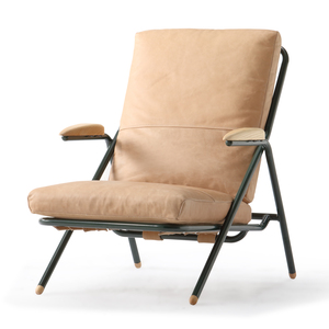 [SD-US-LC-STYVEST-001] Styvest Occasional Chair New (Leather: Boston Rough Natural, Legs: Distressed Black)L68xW78xH85cm